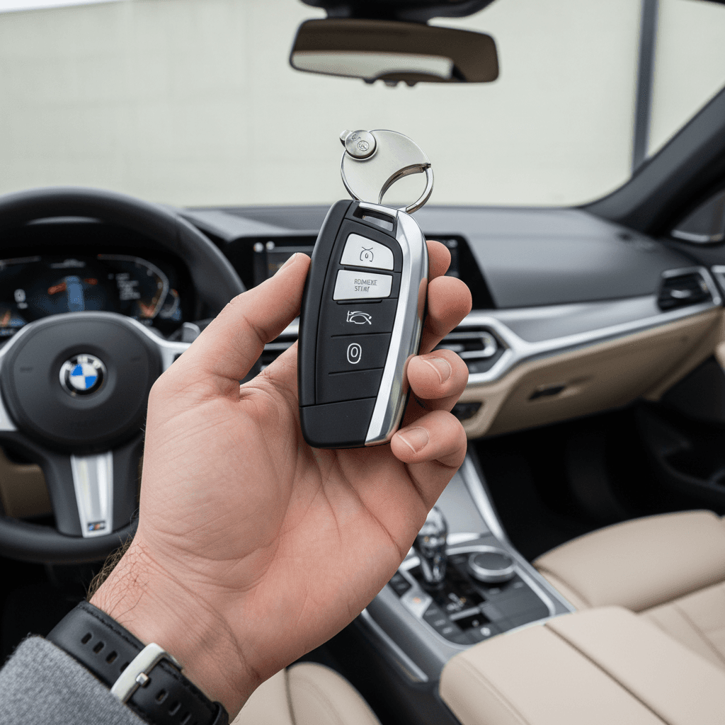 New car key fob held in hand